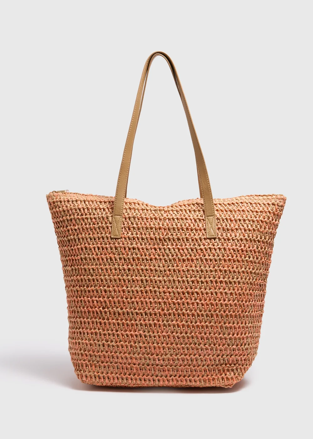 Orange Straw Shopper Tote Bag - One Size Image 3