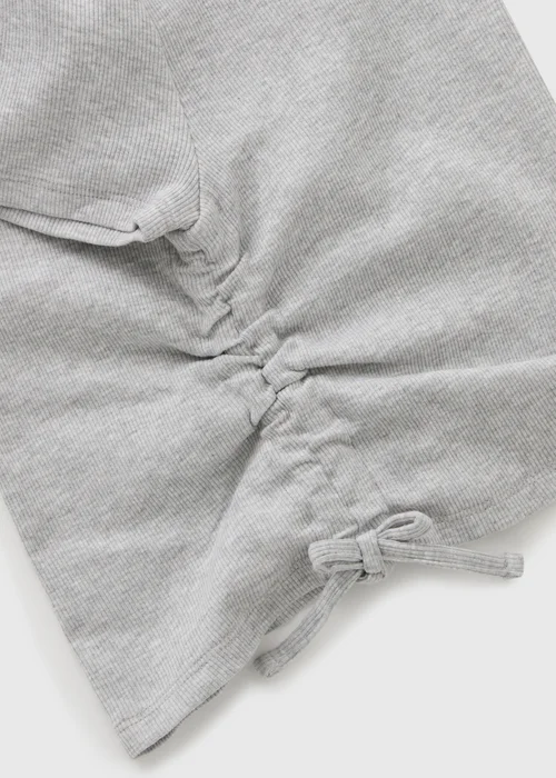 Girls Grey Ruched Top & Cycle Shorts Set (7-15yrs) - 7 Yrs Image 2
