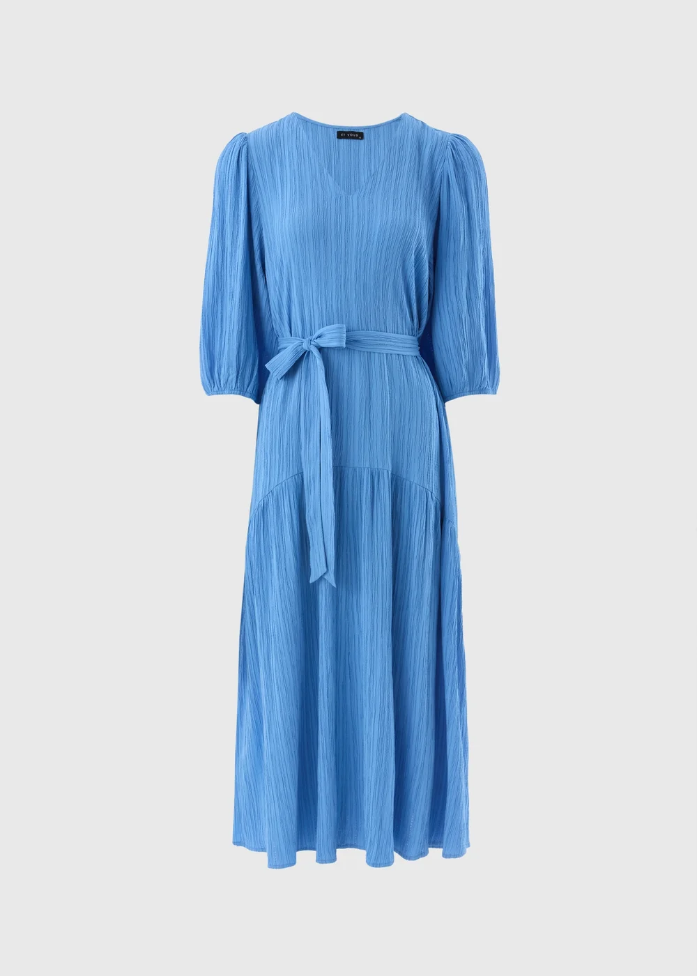 Et Vous Blue Textured Midaxi Dress - Size 8 Image 2