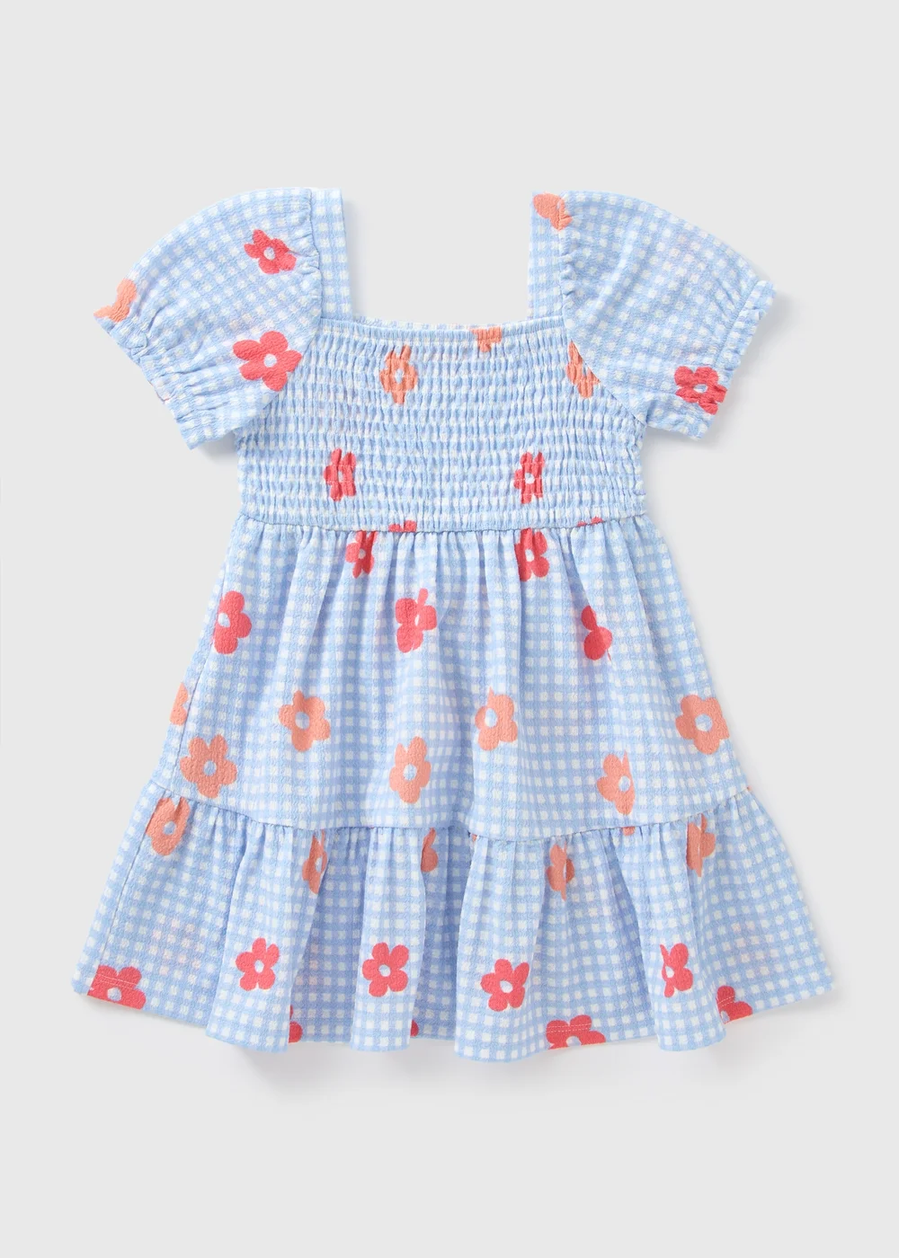 Girls Blue Gingham Crinkle Dress (1-7yrs) - 1-1.5 Yrs Image 1
