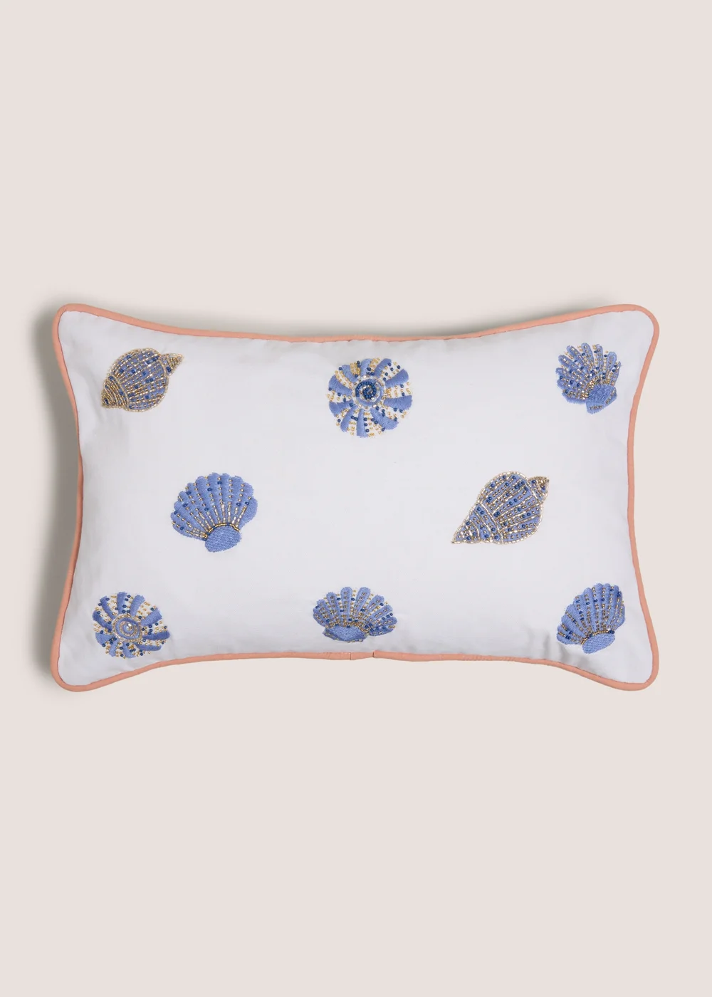Blue Embroidered Shell Cushion Image 1
