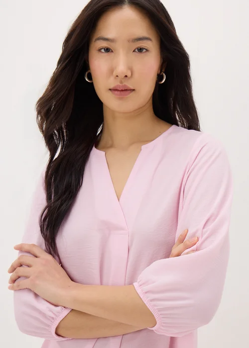 Pink V-Neck Airflow Blouse - 8 Image 2