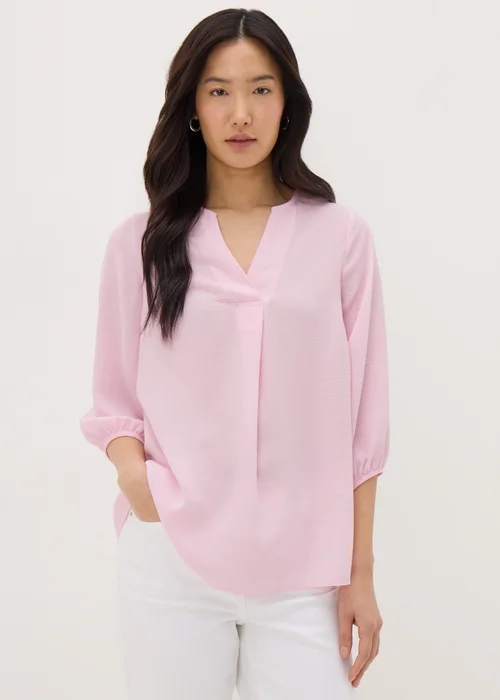 Pink V-Neck Airflow Blouse - 8 Image 1