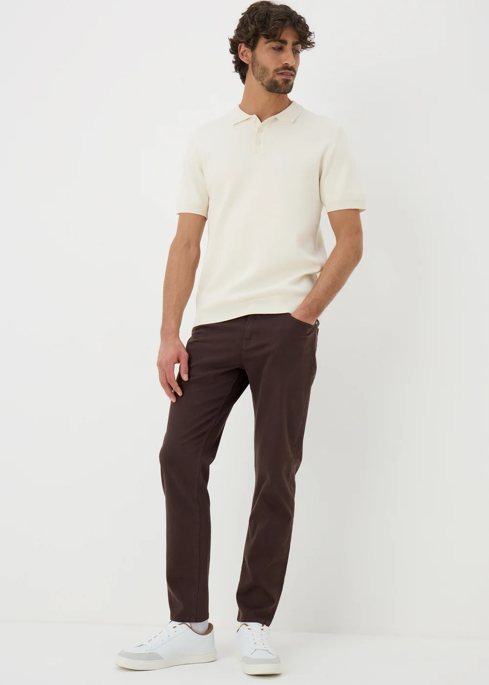 Brown Garment Dye Jeans - 30 Waist Regular Image 1