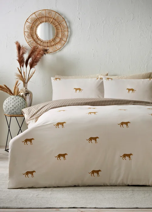 Natural Cheetah Print Duvet Set - Single Image 1