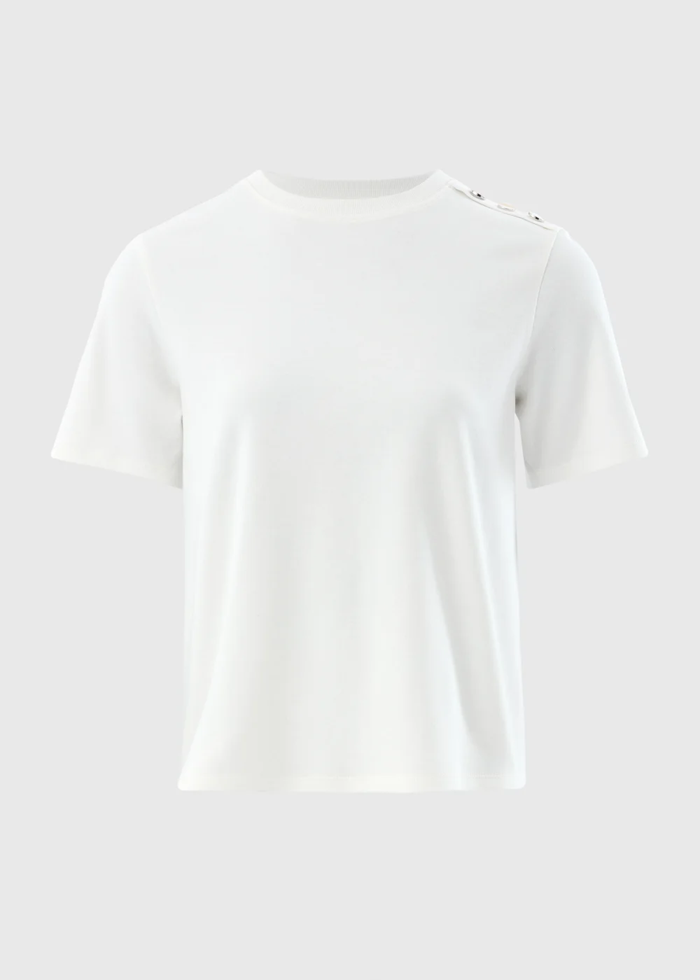Et Vous White Button Detail Oversized T-Shirt - 8 Image 2