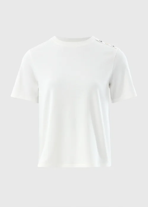 Et Vous White Button Detail Oversized T-Shirt - 8 Image 2