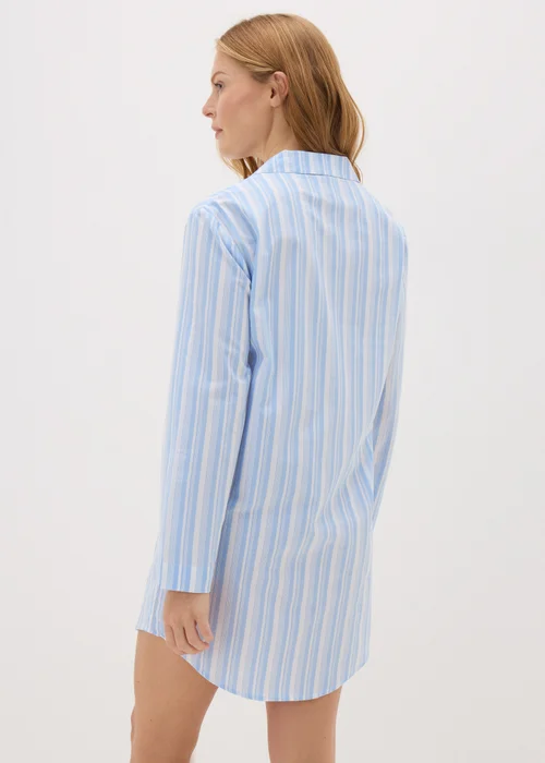 Blue Stripe Cotton Shirt Nightie - Size 8 Image 2