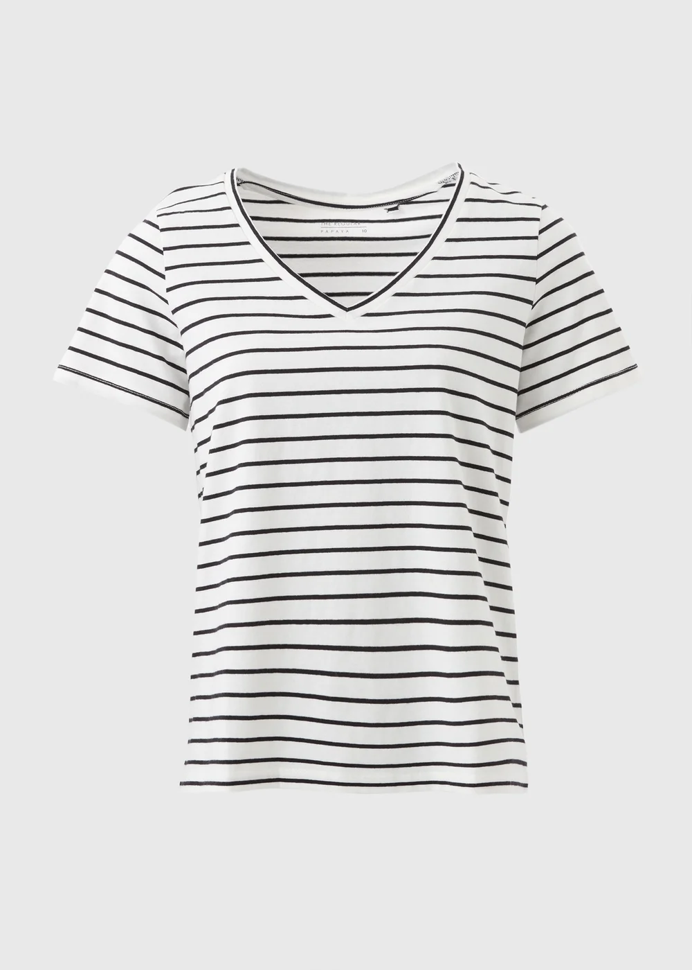 Cream Stripe V-Neck Regular Fit T-Shirt - 8 Image 4