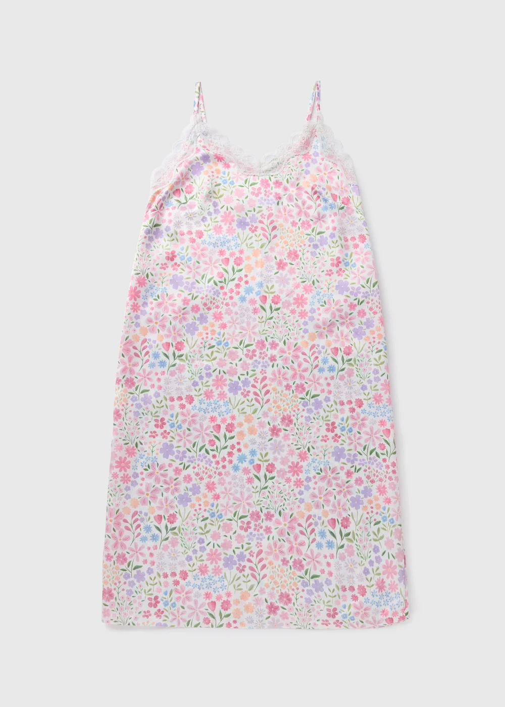 Pink Floral Satin Chemise Nightie - Size 8 Image 3