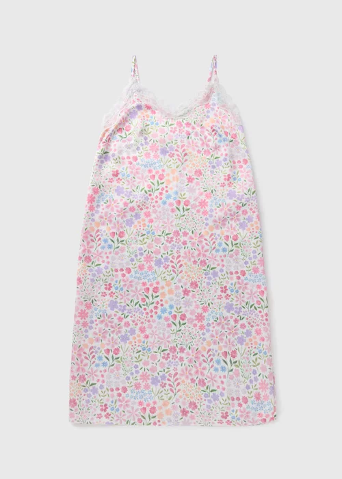 Pink Floral Satin Chemise Nightie - Size 8 Image 3