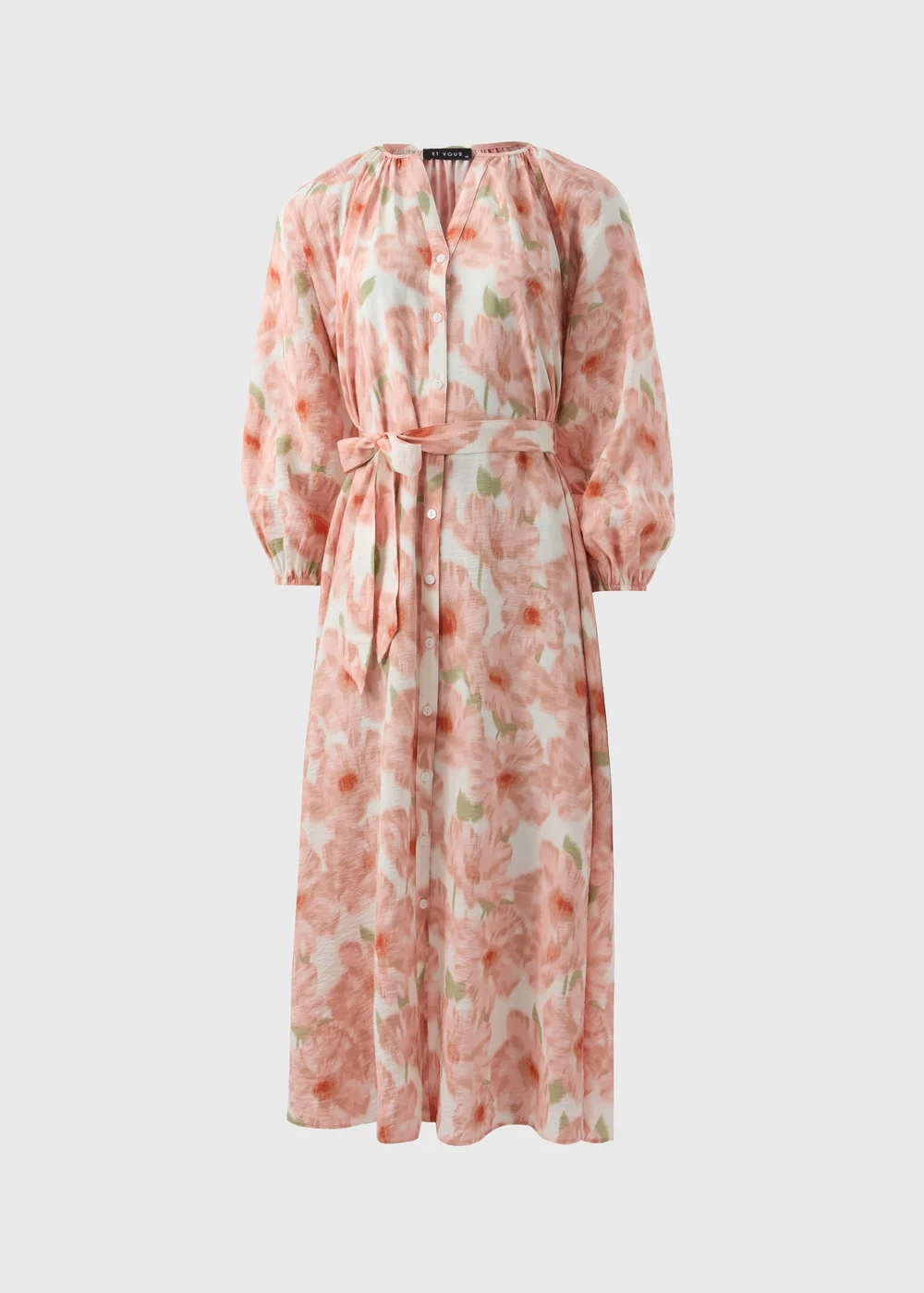 Et Vous Pink Floral Midaxi Shirt Dress - Size 8 Image 4