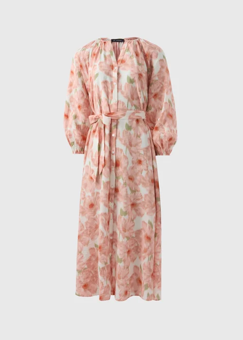 Et Vous Pink Floral Midaxi Shirt Dress - Size 8 Image 4