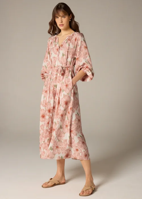 Et Vous Pink Floral Midaxi Shirt Dress - Size 8 Image 1