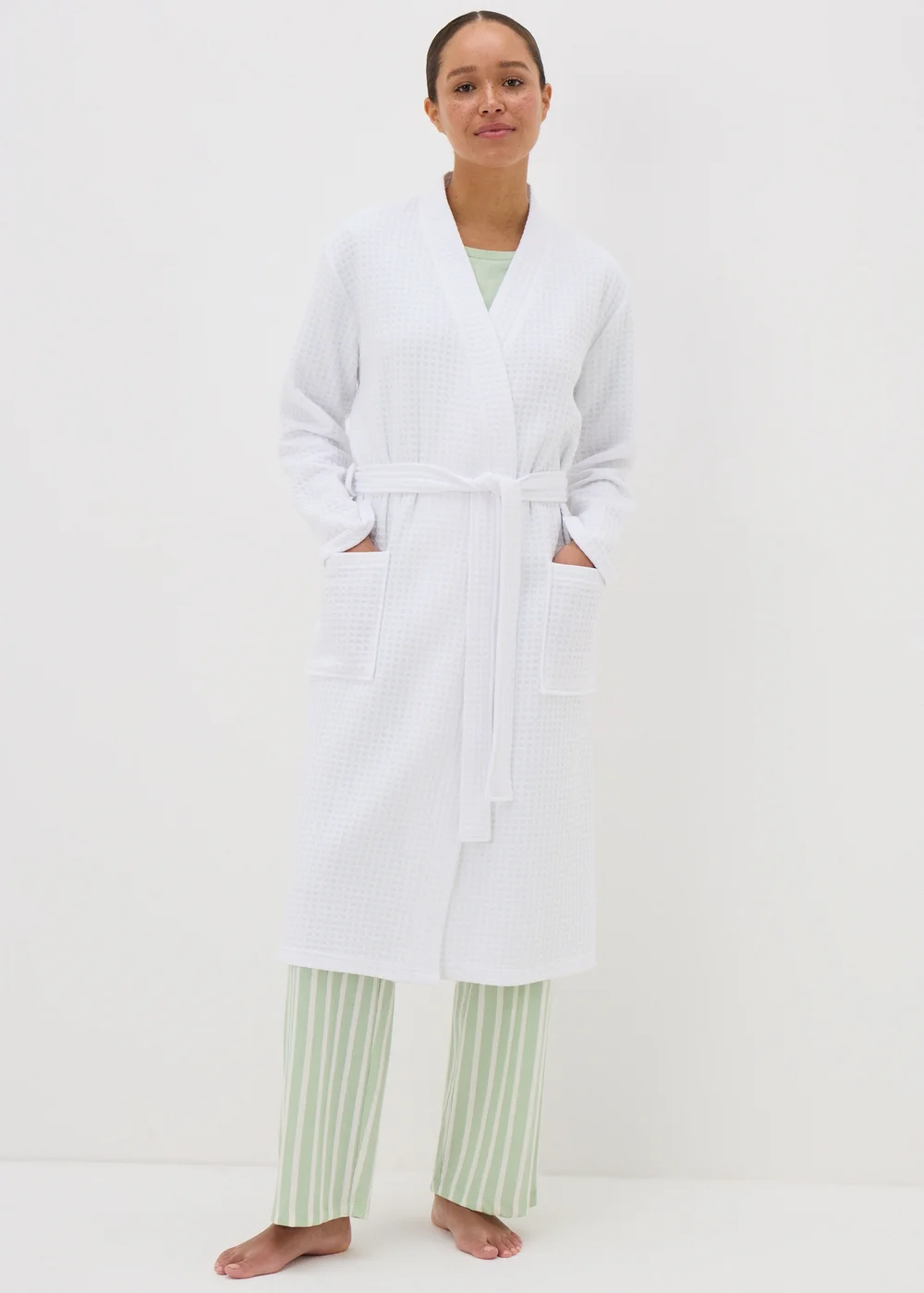White Waffle Dressing Gown - Extra small Image 1