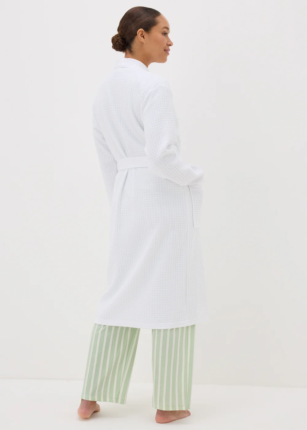 White Waffle Dressing Gown - Extra small Image 2