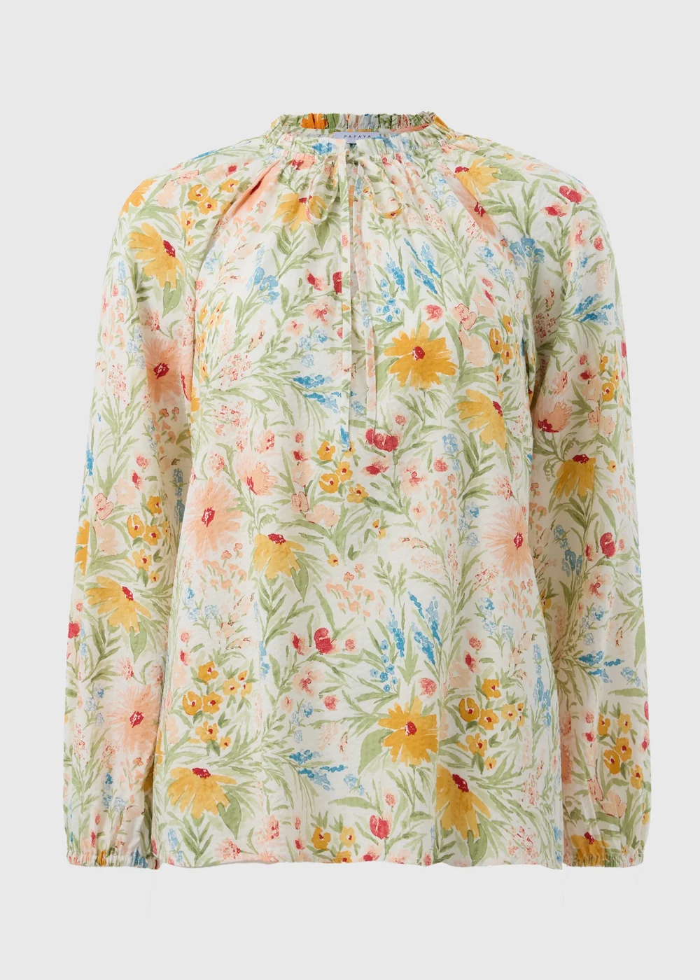 Cream Floral Boho Tie Neck Blouse - 8 Image 4