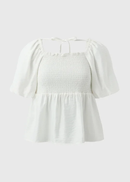Cream Shirred Tie Back Blouse - 8 Image 4