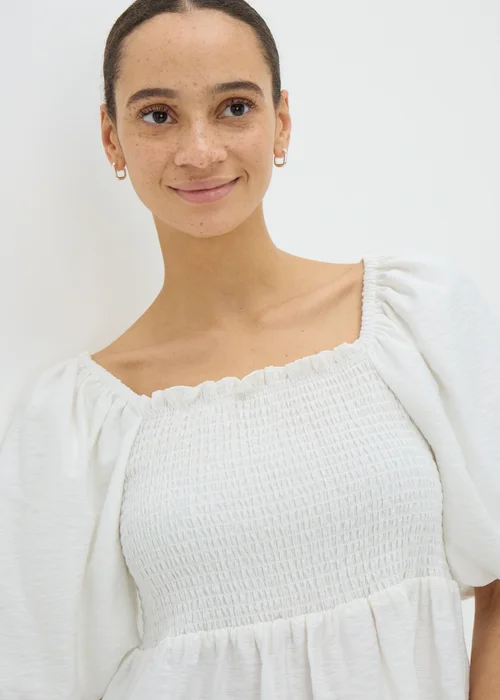 Cream Shirred Tie Back Blouse - 8 Image 3