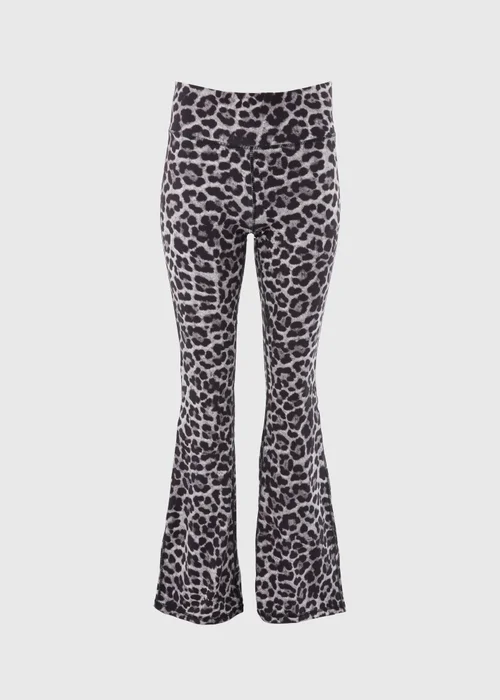 Souluxe Grey Leopard Print Flare Leggings - 8 Image 2
