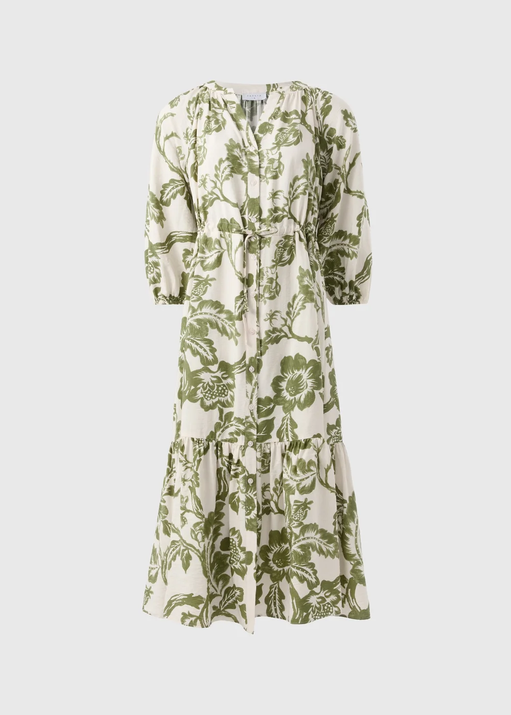 Green Floral Raglan Midi Shirt Dress - 8 Image 3