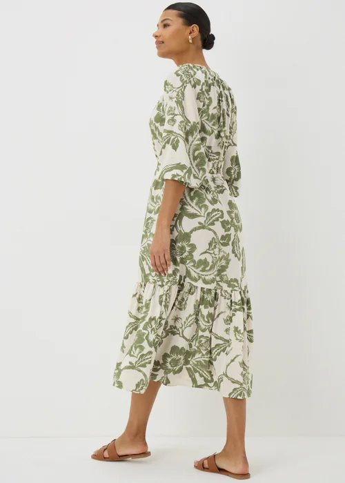 Green Floral Raglan Midi Shirt Dress - 8 Image 2
