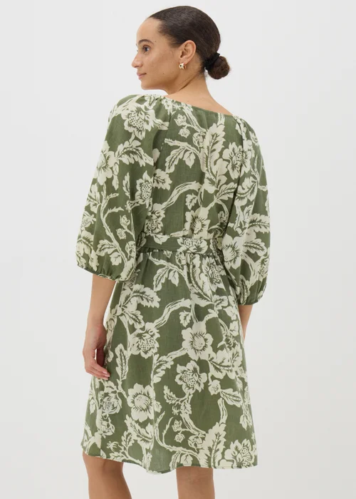 Green Floral Belted Mini Tea Dress - 8 Image 2