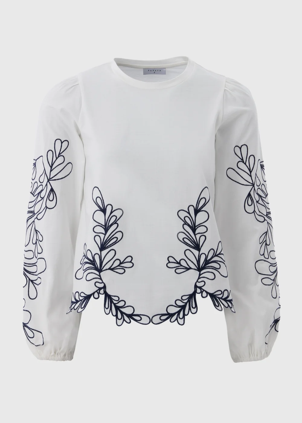 White Embroidery Long Sleeve Top - 8 Image 4