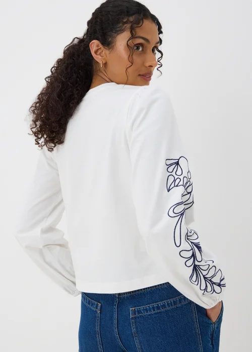 White Embroidery Long Sleeve Top - 8 Image 2
