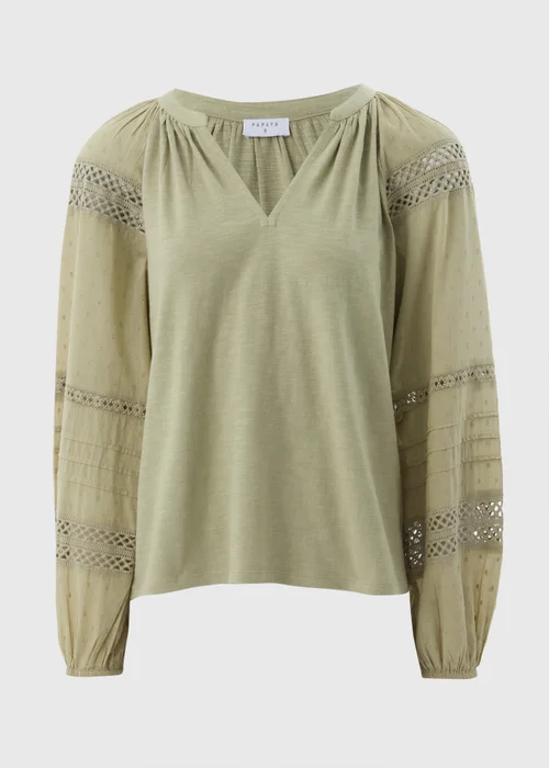 Green Broderie Anglaise Long Sleeve Top - 8 Image 3