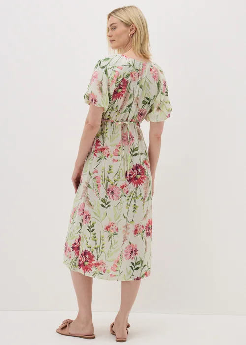 Sage Green Floral Puff Sleeve Tea Midi Dress - 8 Image 2