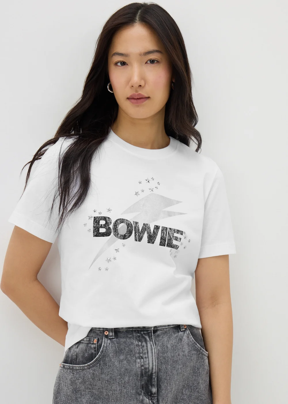 David Bowie White Bowie Lightening Bolt T-Shirt - S Image 1