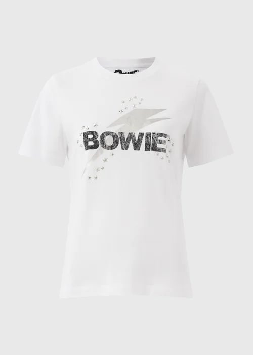 David Bowie White Bowie Lightening Bolt T-Shirt - S Image 4