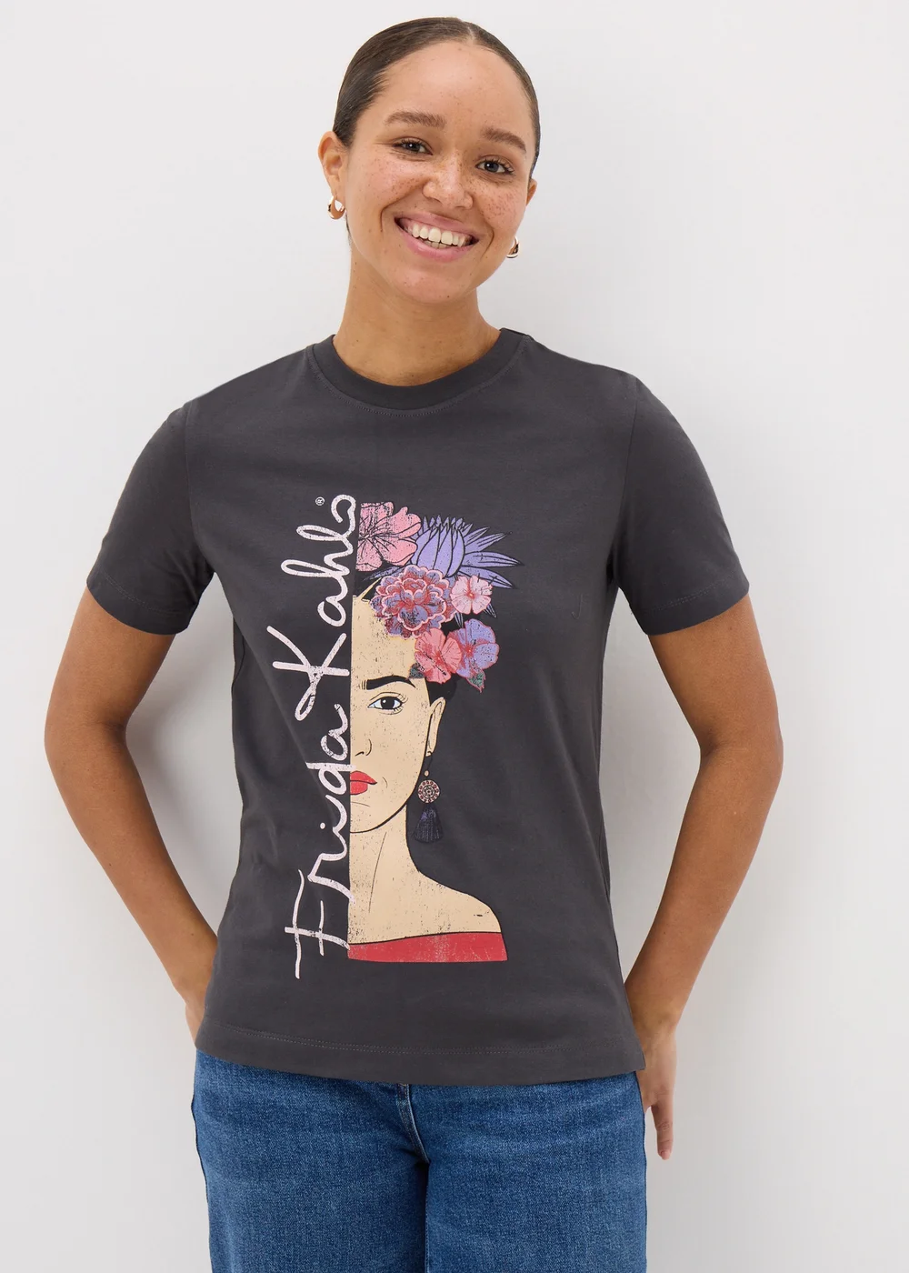 Charcoal Grey Frida Kahlo T-Shirt - 8 Image 1