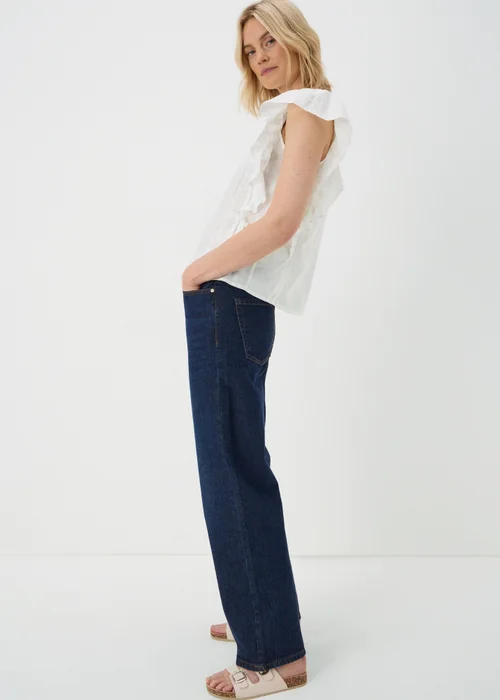 White Dobby Ruffle Sleeve Blouse - 8 Image 1