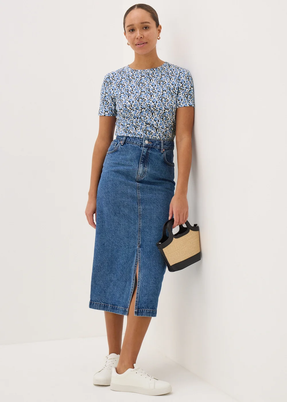 Blue Animal Print Fitted T-Shirt - 8 Image 3