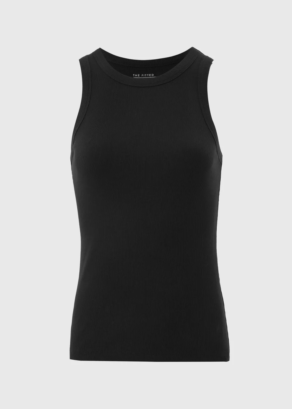 Black Ribbed High Neck Racer Back Vest Top - 8 Image 4