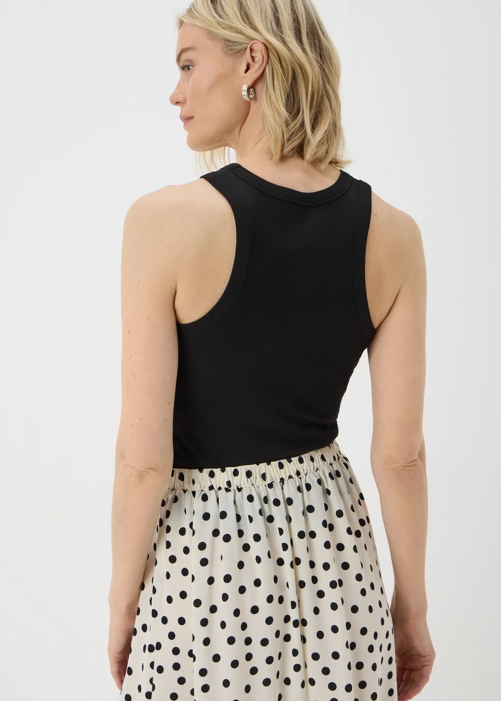 Black Ribbed High Neck Racer Back Vest Top - 8 Image 2