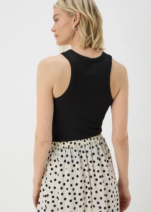 Black Ribbed High Neck Racer Back Vest Top - 8 Image 2