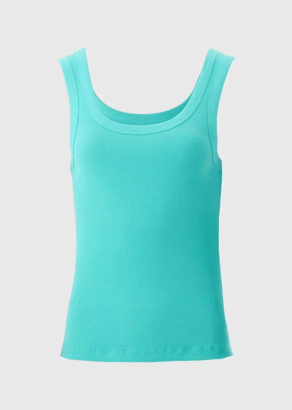 Turquoise Ribbed Scoop Neck Vest - 8 Image 4