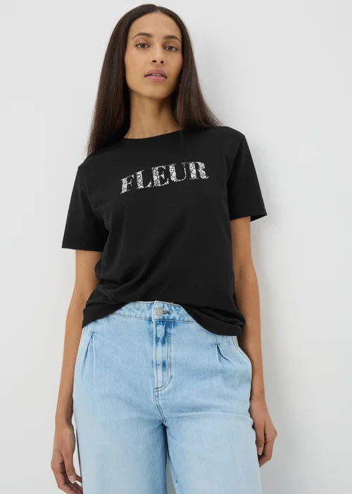 Black Fleur Graphic T-Shirt - S Image 1
