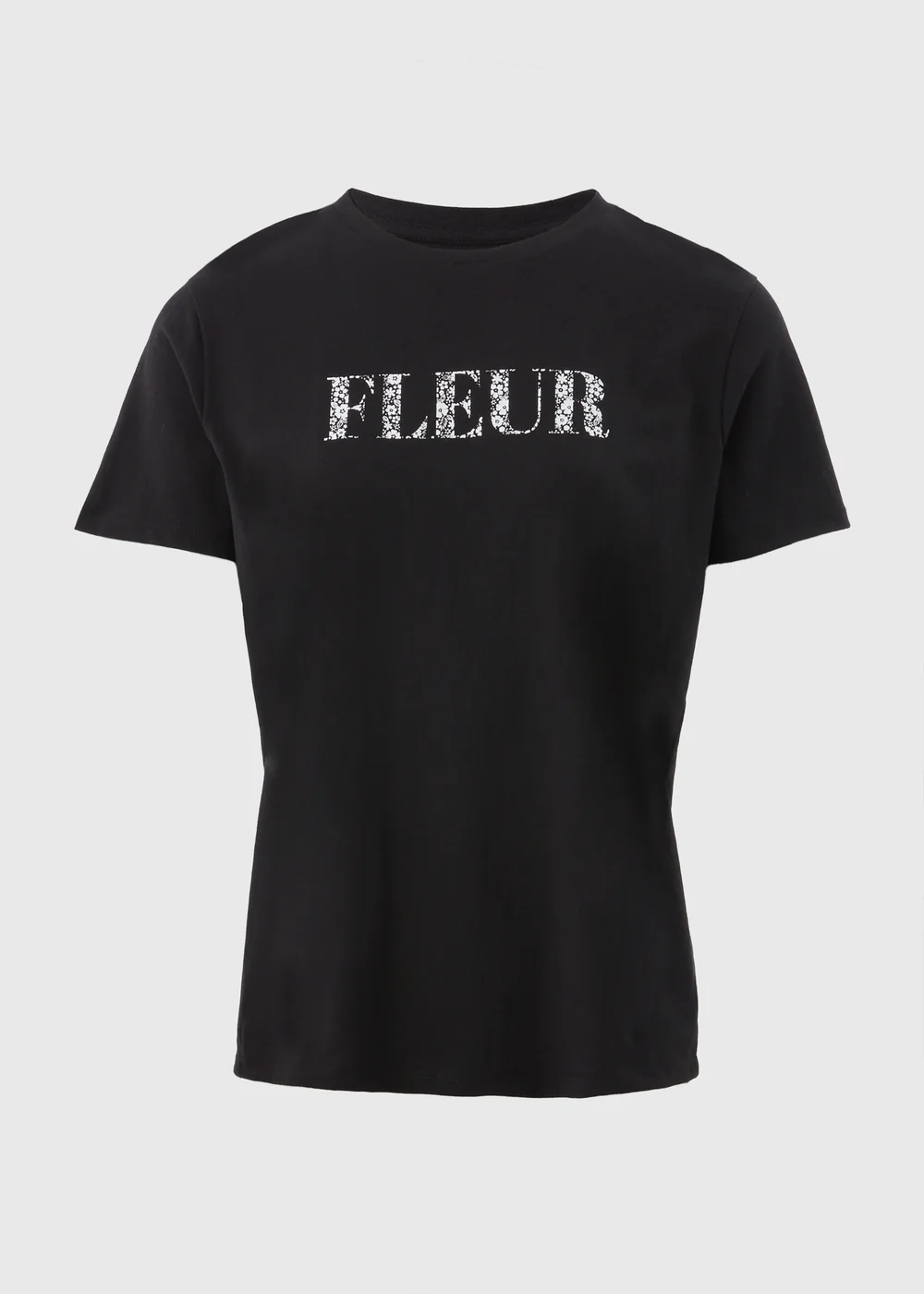 Black Fleur Graphic T-Shirt - S Image 4