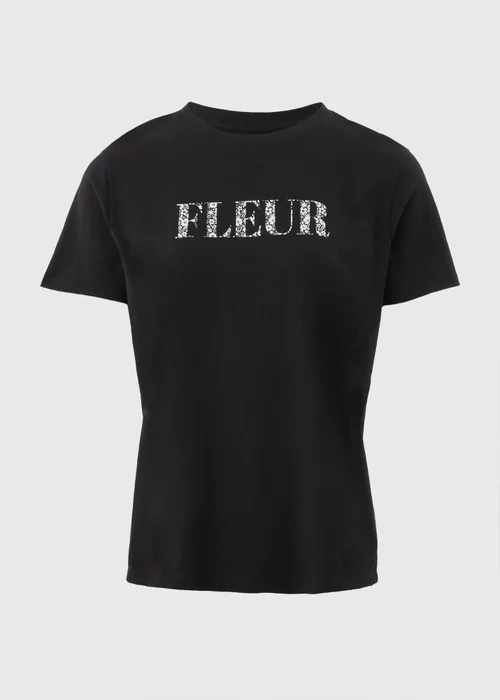 Black Fleur Graphic T-Shirt - S Image 4