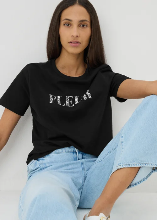 Black Fleur Graphic T-Shirt - S Image 2