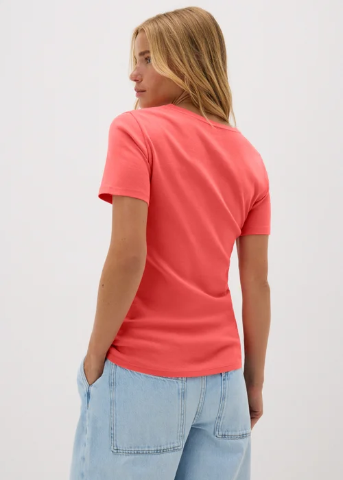 Coral Fitted Cotton T-Shirt - 8 Image 1