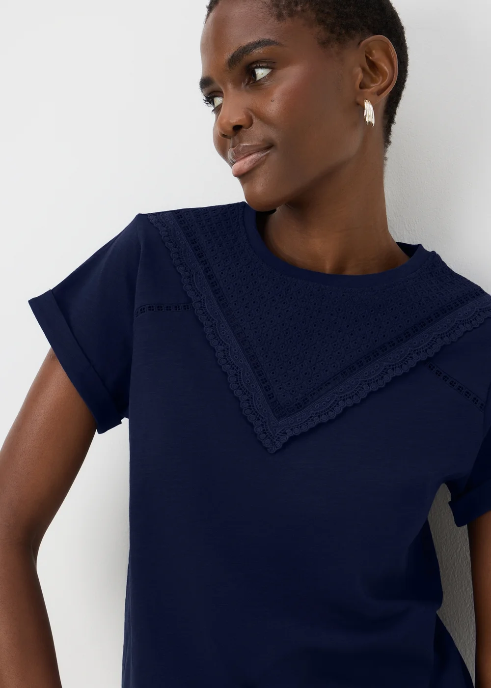 Navy Broderie T-Shirt - 8 Image 2