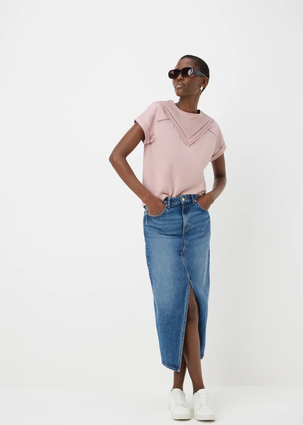 Pink Broderie T-Shirt - 8 Image 1