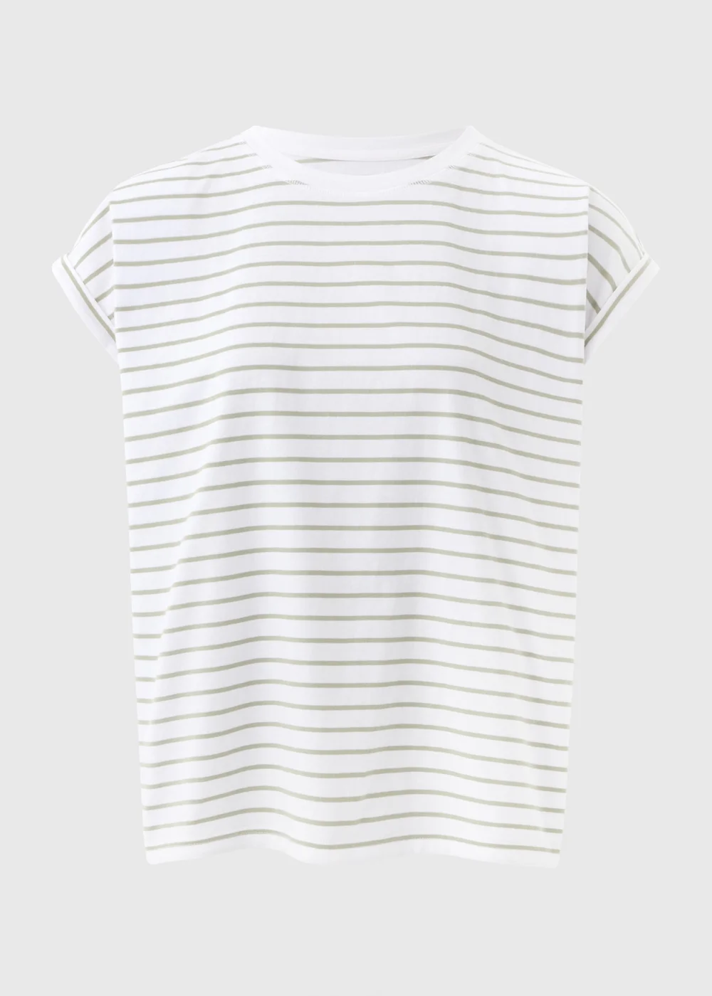 Sage Green Stripe Short Sleeve T-Shirt - S Image 4