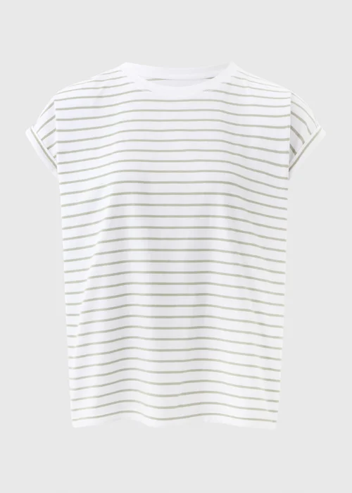 Sage Green Stripe Short Sleeve T-Shirt - S Image 4