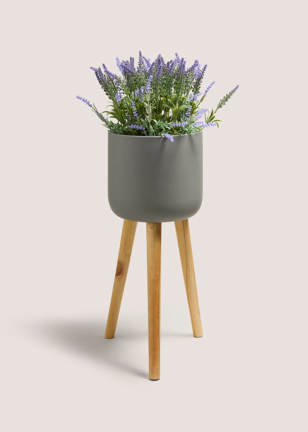 Grey Metal Wood Leg Planter Image 1